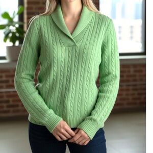 Ralph Lauren Mint Green Plush 100% Cashmere Cable Knit Sweater Women's
Size XL